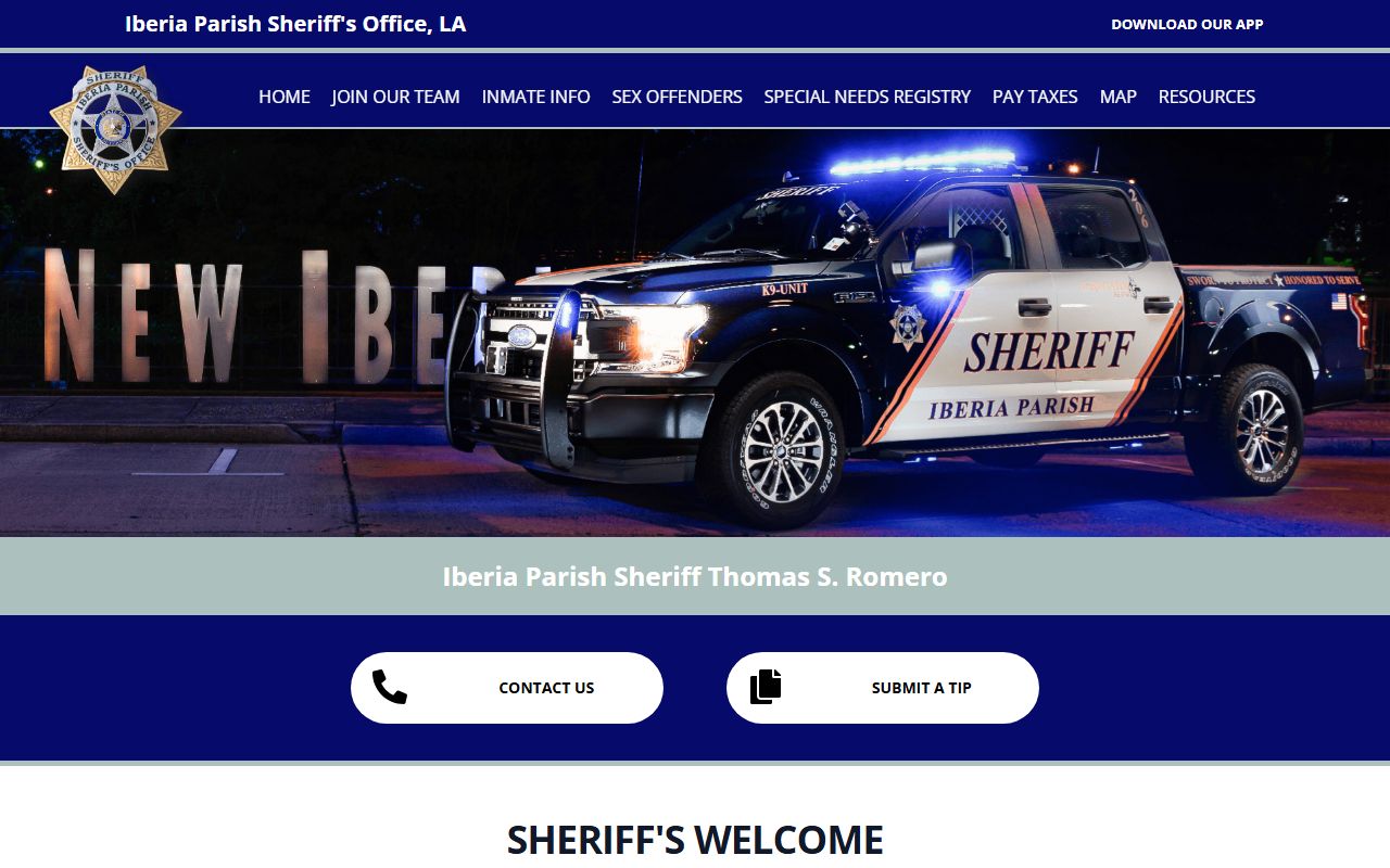 Iberia Parish Sheriff website for New Iberia inmate searches