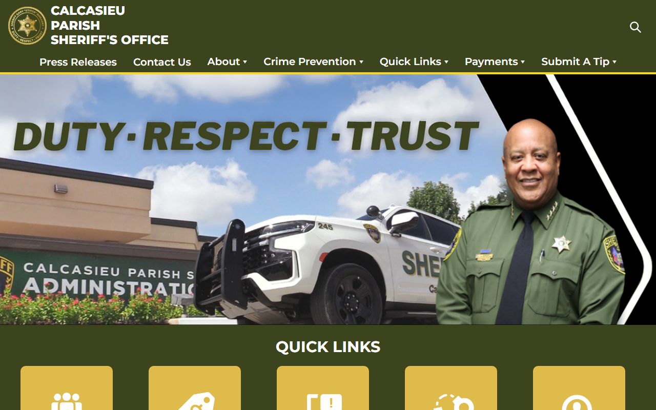 Calcasieu Parish Sheriff CPSO website for inmate population information
