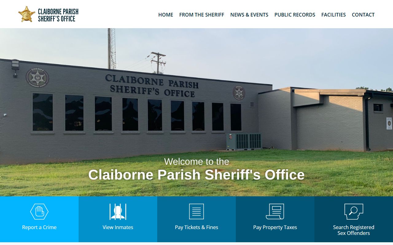 Claiborne Parish Sheriff Office website for inmate population information