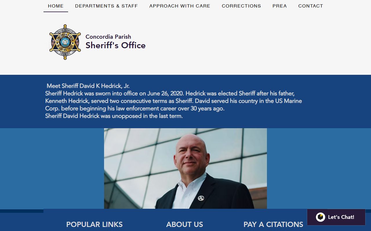 Concordia Parish Sheriff Office website for inmate population data