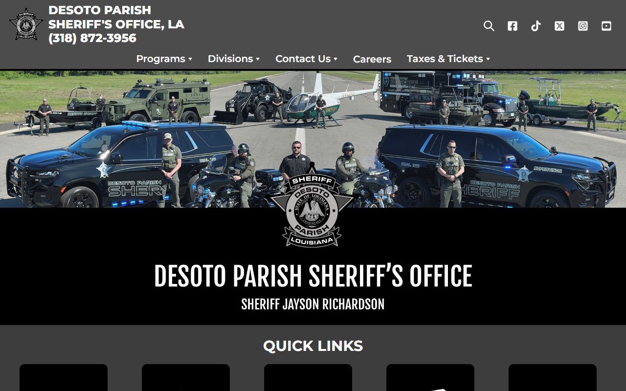 DeSoto Parish Sheriff Office website for inmate population data
