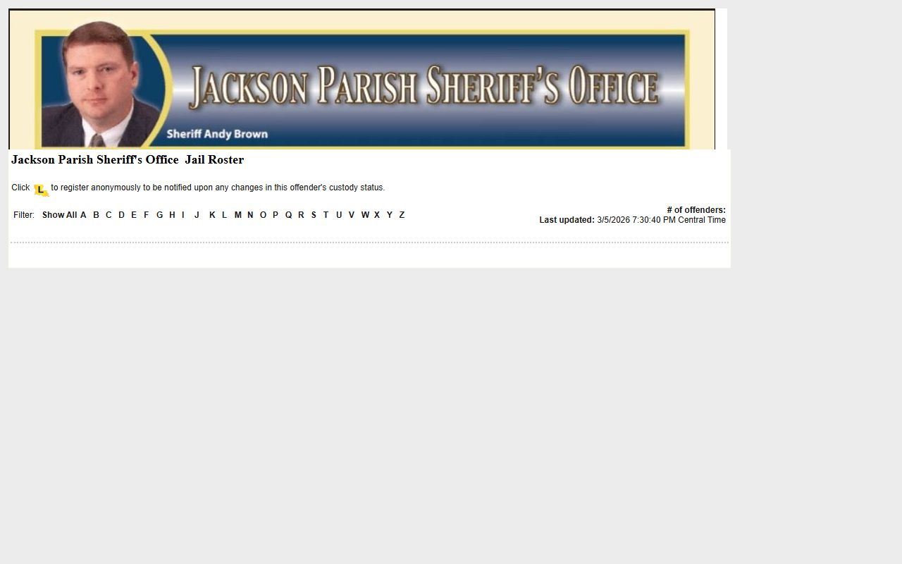 Jackson Parish LA VINE inmate roster for searching inmate population