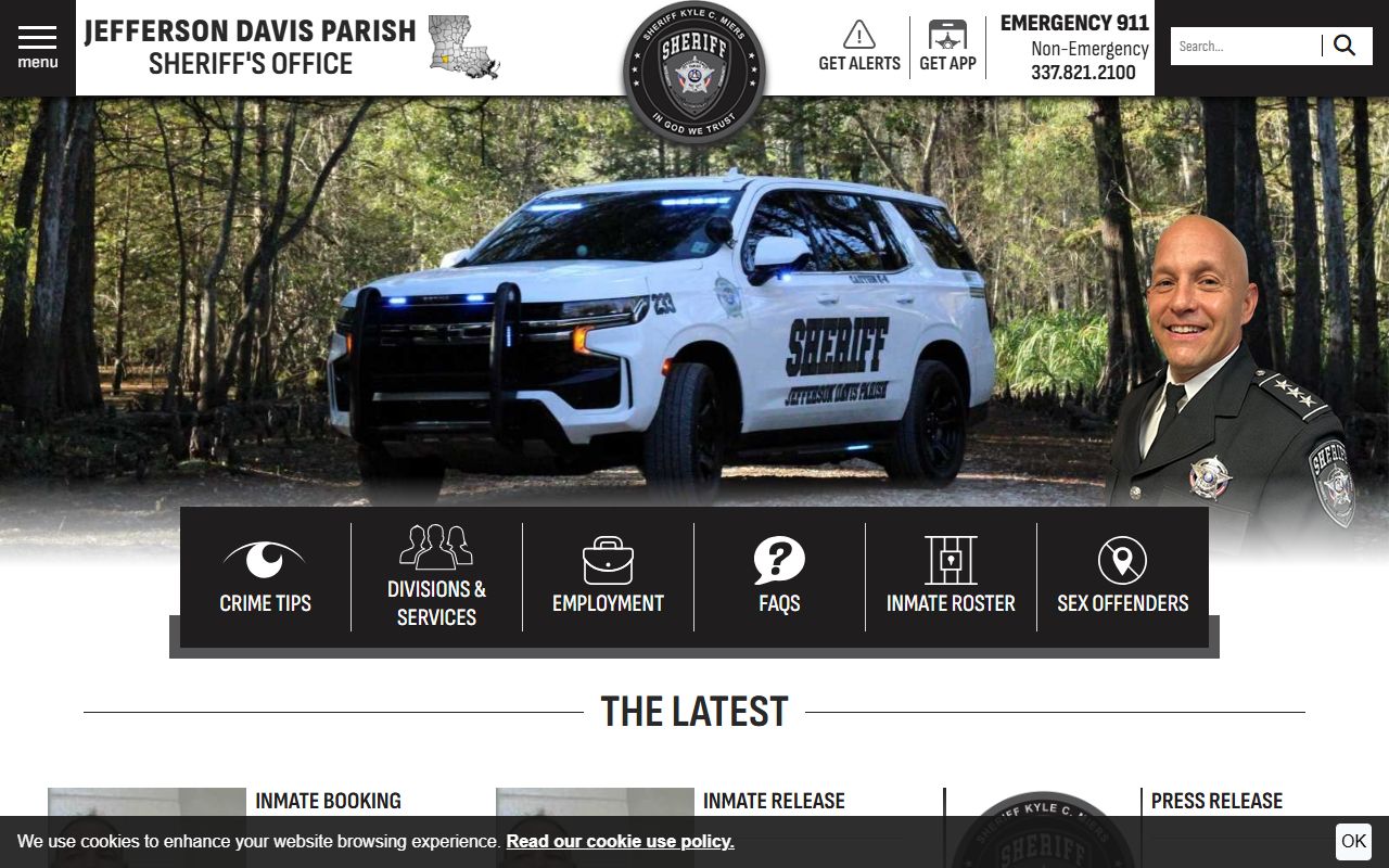 Jefferson Davis Parish Sheriff Office website for inmate population data