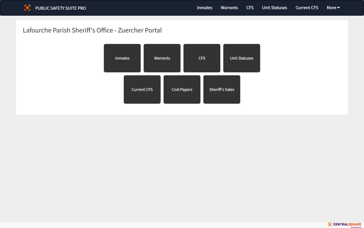 Lafourche Parish Zuercher Portal for inmate population search