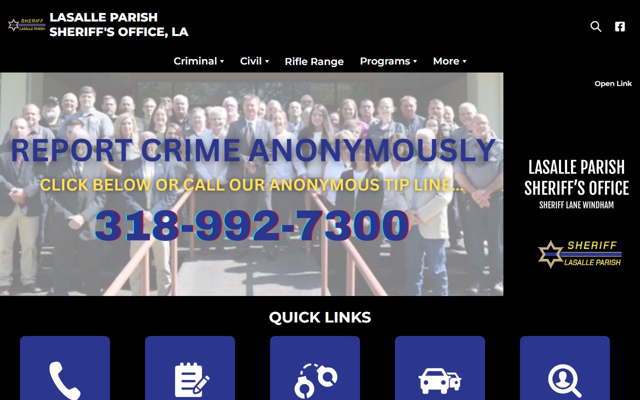 LaSalle Parish Sheriff's Office website for inmate population data