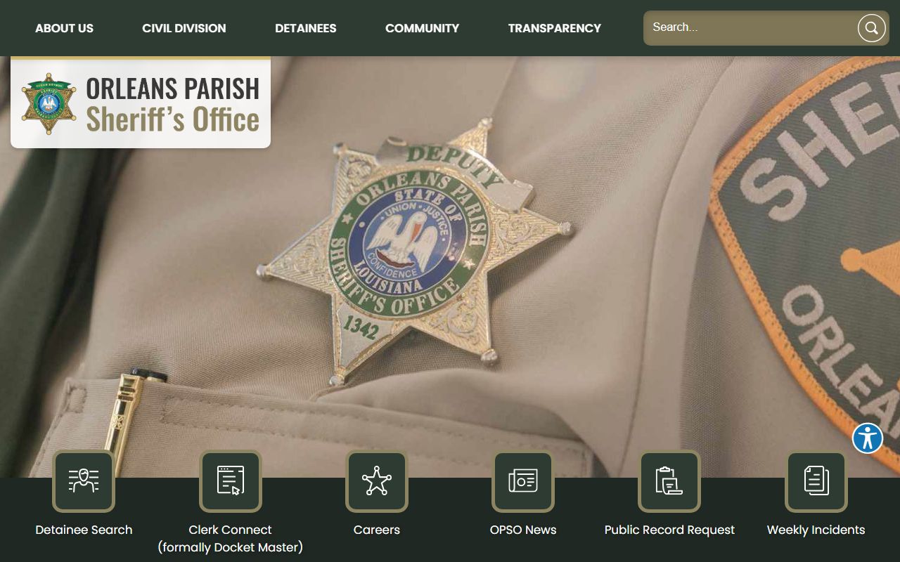 Orleans Parish Sheriff Office website for inmate population data