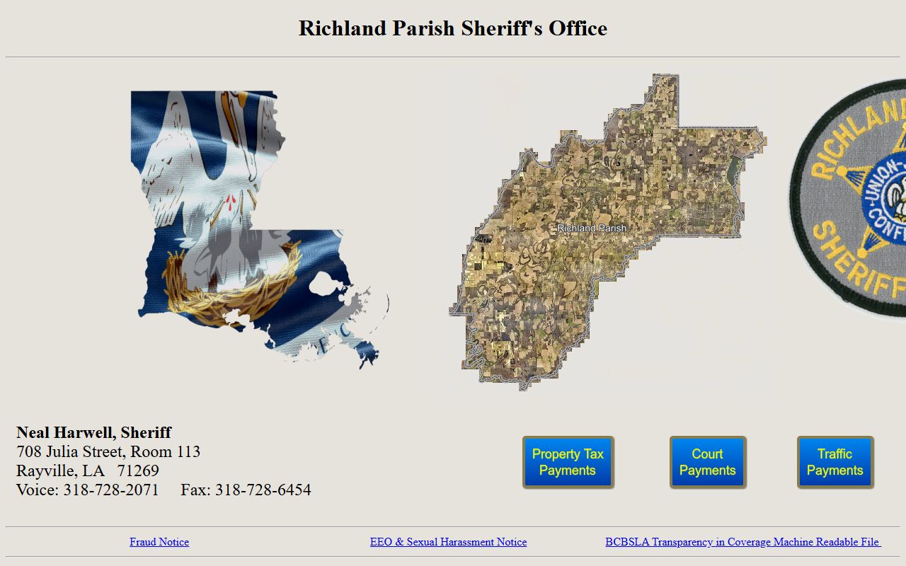 Richland Parish Sheriff Office website for inmate population data