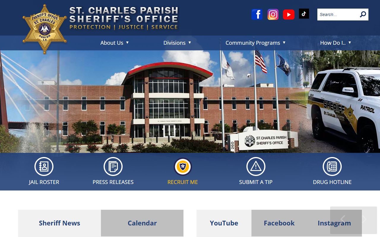 St. Charles Parish Sheriff Office website for inmate population data