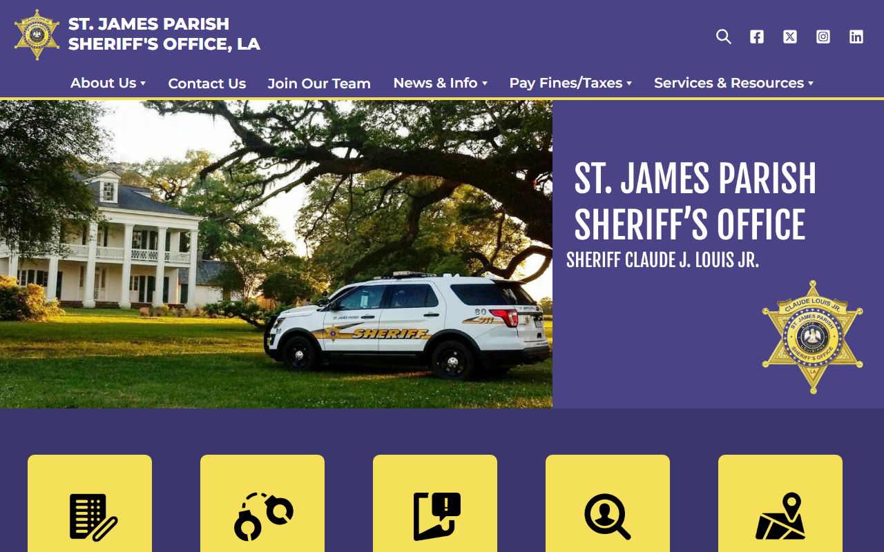 St. James Parish Sheriff Office website for inmate information