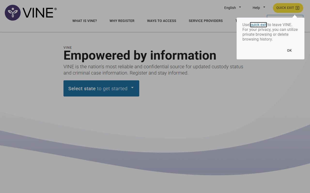 LA VINE search portal for Louisiana inmate population lookup